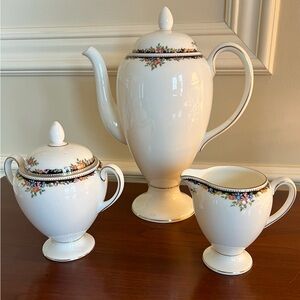 Wedgwood Osborne Bone China Coffee Pot, Cream & Sugar Set